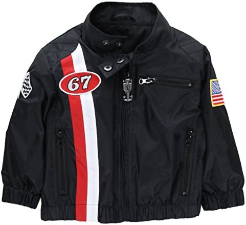 Up and Away Boys' Racing Jacket Windbreaker 7 Black