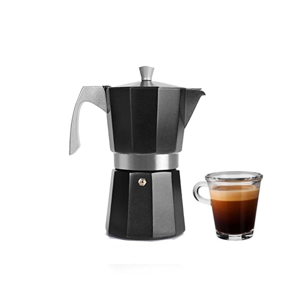 IBILI Evva Black Express Moka Pot, 6 Cups, 300 ml, Cast Aluminium, Safe for Induction Hob