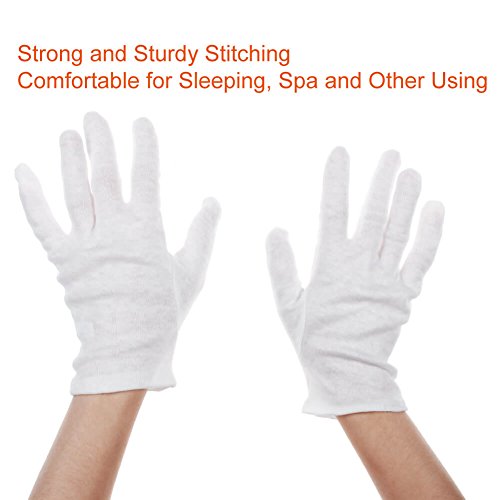 Paxcoo 3 Pairs White Cotton Gloves for Dry Hand Cosmetic Moisturizing Coin Jewelry Inspection Spa – Large Size - Thumbnail 4