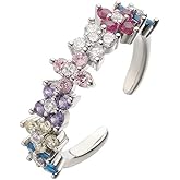 Kokoma Colorful Flower Ring for Women Cubic Zirconia Star Floral Ring Adjustable Stacking Rings Delicate Wedding Engagement Fashion Jewelry