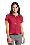 Port Authority L508 Ladies Short Sleeve Easy Care Shirt - Red/Light Stone - Medium