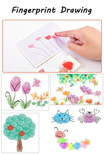 Aphlos Craft Ink Pad Stamps DIY Color, 36 Colors Rainbow Finger Ink Pad for Kids Finger-Print Drawing, Small Rubber Stamp - Thumbnail 5