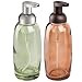 MetroDecor mDesign Glass Foaming Soap Dispenser Pump 2pc Bathroom Accessory Set - Green/Brushed, Sand/Bronze