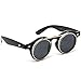 WearMe Pro Flip up Cyber Steampunk Round Circle Retro Sunglasses (Black/Silver Rimmed, 43)