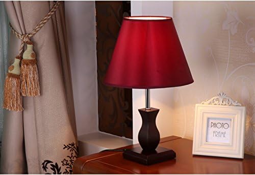 TOTO-Modern new Chinese wooden bedroom bedside lamp Wedding burgundy lighting lamps [Energy Class A+]