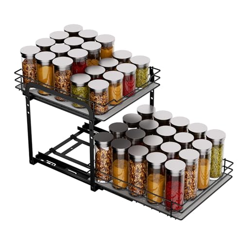 MAYZOLOP Gewürzregal Ausziehbares 2 Etagen Metall Küchen Schrank Organizer
