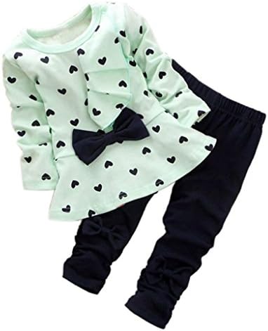 New Girls Spring Autumn Clothes Sets Bowtie T-sirt+ Pants Girls Wear S