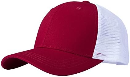 PT FASHIONS Adjustable Cotton Baseball Cap Unisex Outdoor Sport Low Profile Trucker Mesh Cap-02red