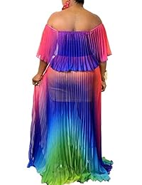 Abasona vestido largo de verano de gasa con hombros descubiertos para mujer