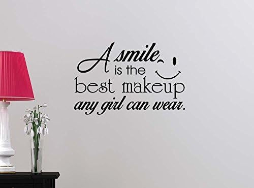 A smile is the best makeup a girl can wear Happy Love girl's room college dorm vinyl saying lettering wall art inspirational sign wall quote decor