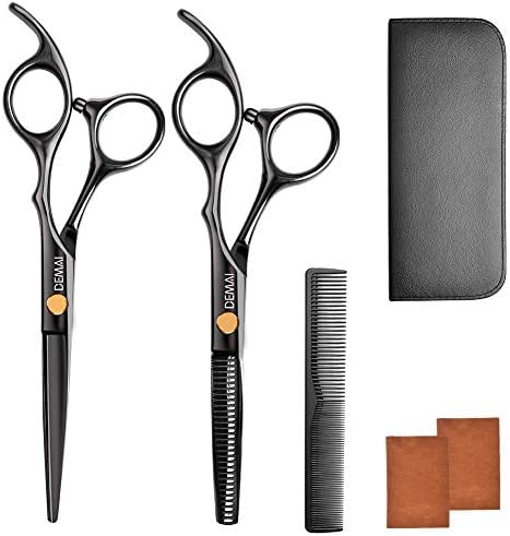Hairdressing Scissors Set Hairdressing Styling Tools Stainless Steel Salon Cutting Thin and Sharp 7inch Hairdressing Scissors Set incl. Hairdressing scissors, thinning scissors, comb for ladies, gents
