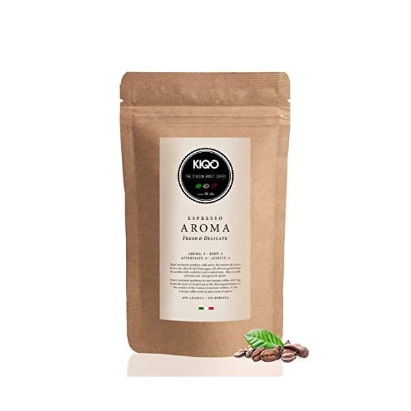 KIQO Aroma 250g Espresso aus Italien | in schonenden Kleinstchargen geröstet | 65% Arabica & 35% Robusta Bohnen (250g…