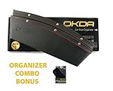 OKDA Car Seat Organizer PLUS Gecko-Grip Anti-Slip Dashboard Mat. Organize Phones, Wires And Loose Items For Quick Access. Premium PU Leather (Black). Pack Of 2