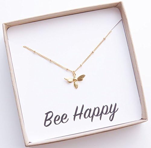 14K Gold-Plated Tiny Bee Necklace - 18" length