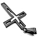 INBLUE Men's Stainless Steel Pendant Necklace CZ Black Silver Tone Cross Hollow Openwork -With 23 Inch Chain