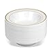 50 Disposable White Gold Trim Plastic Soup Bowls | 14 oz. Premium Heavy Duty Disposable Dinnerware with Real China Design | Safe & Reusable and Great for Parties or Weddings. (50-Pack) Gold