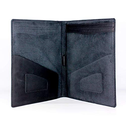 PEGAI Rustic Leather Portfolio/Legal Padfolio, Handcrafted Distressed Leather Pad Folio - Marshall | Charcoal Black