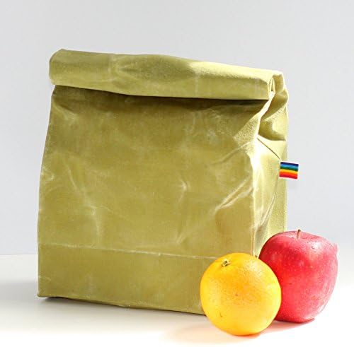 Lunch Bag - Lime Green Waxed Canvas