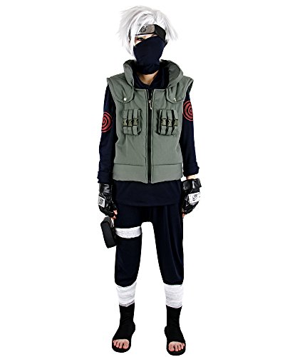 Naruto Kakashi Hatake Cosplay Costumes - Miccostumes Men's Kakashi Hatake Cosplay Costume Extra Large Green and Dark