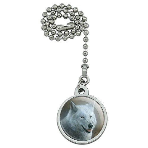 Graphics and More White Wolf Growling Ceiling Fan and Light Pull Chain