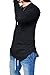 Pxmoda Men's Long Sleeve Hipster Hip Hop Basic Curved Hem T Shirt (XL, Black)