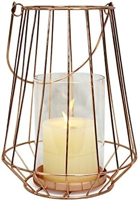 Deco De Ville Contemporary Urban Minimalist Design European Style Metal Stand with Glass Cup Tealight Candle Holder Lantern with handle