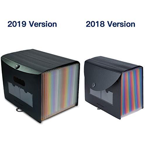 Accordian File Organizer,24 Pockets Expanding File Folder with Expandable Flap,Portable/Standing Plastic Filing Folder,Large-Capacity Rainbow Paper Bill Document Storage Box (A4 / Letter Size,2 Tabs)