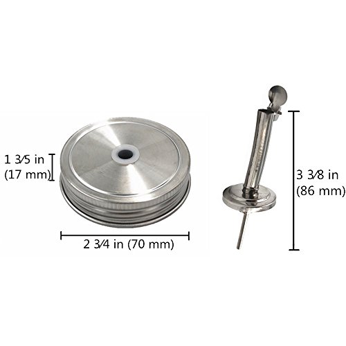 CHBKT 2 Pack Mason Jar Oil Infusions Lid, Stainless Steel, Liquor/Oil Pour Spout Dispenser, Regular Mouth