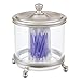 mDesign Traditional Bathroom Vanity Canister Jar for Cotton Balls, Swabs, Cosmetic Pads - Satin/Clear