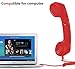 Feeko Retro Handset, Cell Phone Handset Retro Telephone Handset Radiation Proof Handset Receiver 3.5mm for iPhone, iPad, Smartphone, Computer (Red)