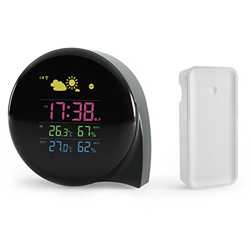 Mini smart digital alarm weather clock station with lar…