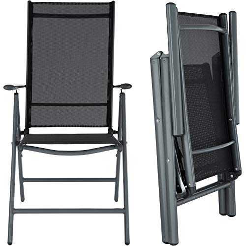 tectake® Aluminium Sitzgruppe 8+1, Gartenmöbel Set mit Stuhl und Tisch, klappbare Gartenstühle, Gartentisch mit Sicherheitsglas, wetterfeste Terrassenmöbel, für Garten Terrasse Balkon - anthrazit – Bild 5