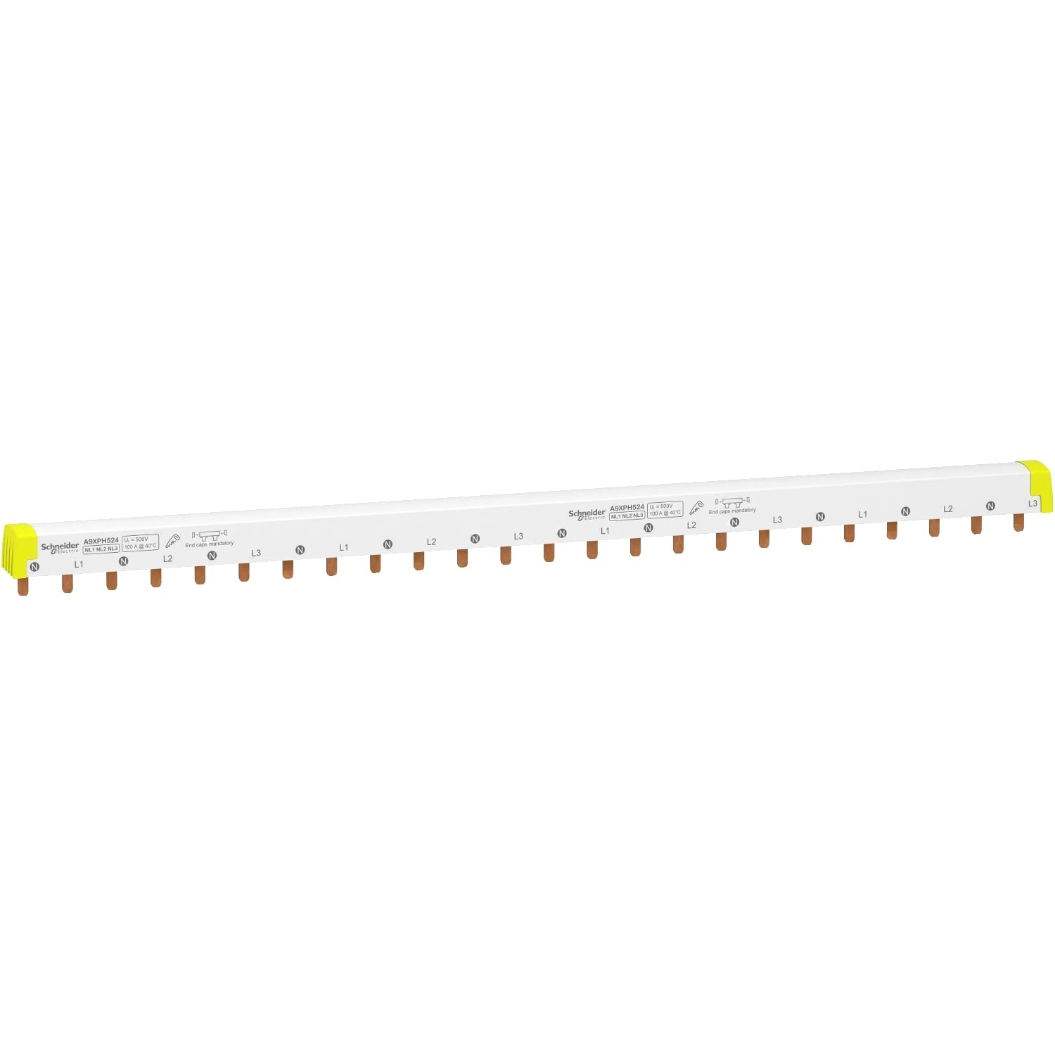 Schneider A9 X ph524 Comb with Teeth, 3 X N + P, 24 Modules, 430 mm width, 100 A Current, 415 VAC, Grey