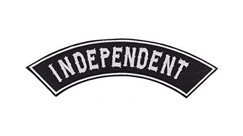 INDEPENDENT Black w/ White Top Rocker Iron On Patch for Motorcycle Rider or Bikers Vest