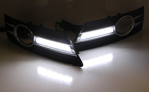 iJDMTOY Xenon White OEM Fit 8W High Power LED Daytime Running Light Kit For 2009-2011 Volkswagen CC