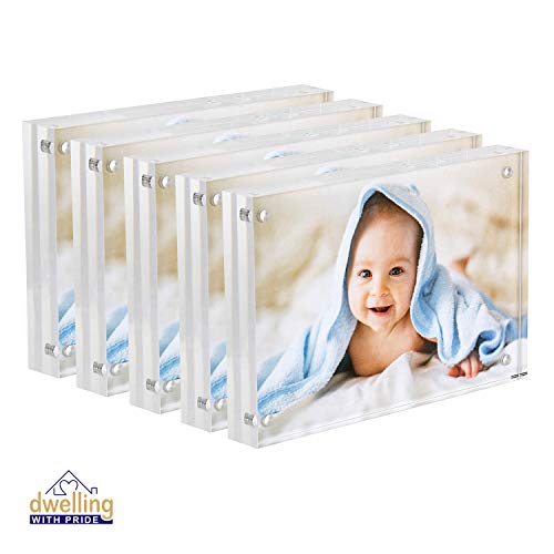 Acrylic Picture Frame Set of 5-4x6 Inch | Acrylic Photo Frame | Collage Stand for Family Photographs | Clear Picture Frames for Office Desk & Side Table | Wedding Table Décor