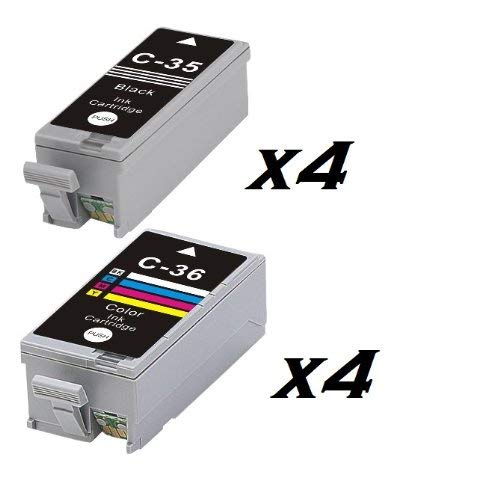 Now Ink Ltd 8X OR 4 SETS COMPATIBLE CANON PGI-35 BLACK & CLI-36 COLOUR INK CARTRIDGES FOR CANON PIXMA IP100, IP110, MINI 260,320. PGI-35BK & CLI-36C