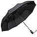 Tadge Goods Windproof Travel Umbrella with Automatic Open/Close (Black) Repel Rain Resistant Canopy with Teflon Coating | Wind Proof Durability | Includes Carry Bag