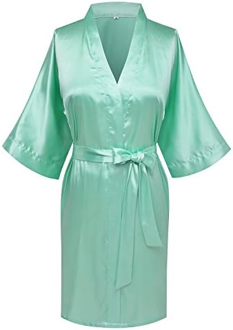 Women's Bathrobe Silk Kimono Robe Short Satin Robe For Bridesmaids and Bride For Wedding Party