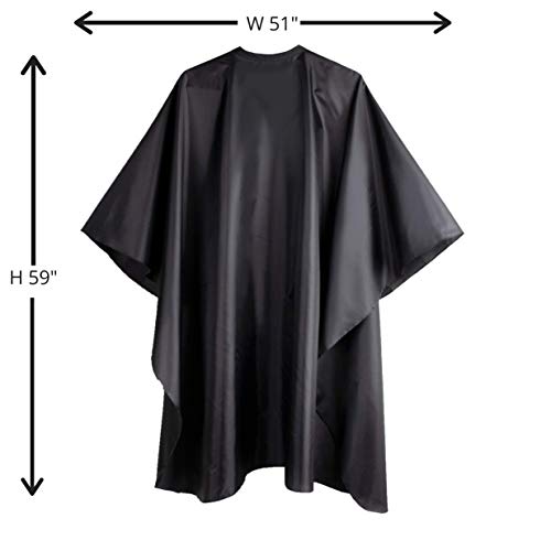 Delkinz Barber Cape Large Size with Adjustable Snap Closure waterproof Hair Cutting Salon Cape for men, women and kids- Perfect for Hairstylists - Black (Black - Pack of 1)