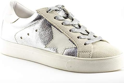 CALICO KIKI Women's Fashion Sneakers Tennis Shoes - Glitter Lace up - Metallic Comfort for All Season
