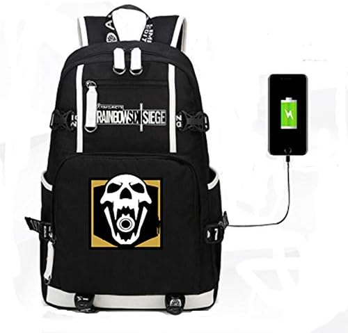 Rainbow Six Siege USB Charging Port Black Oxford Backpack Free R6 Keychain (#2)
