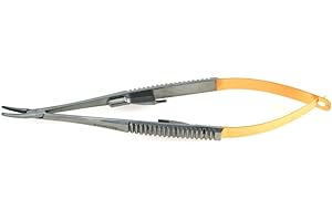 TC Castroviejo Needle Holder 5.5" Curved Tungsten Carbide Inserts Serrated Jaws with Lock | Medixplus