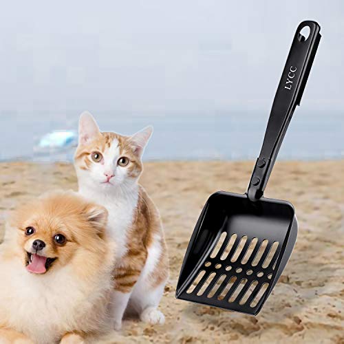 LYCC Cat Litter Scooper Non-Stick Shovel Full Metal Material Solide and Strong Handle,Pet Sifter Kitty Cat Litter with 1 Pcs Hook Easy to Storage