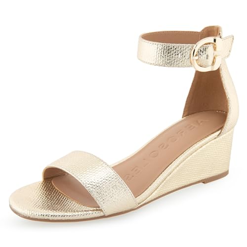 Aerosoles Women’s Willis Wedge Sandal, Soft Gold Canvas, 9.5 Wide
