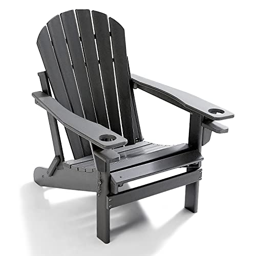 Folding Adirondack Chair with Pullout Ottoman, HDPE AllWeather Patio