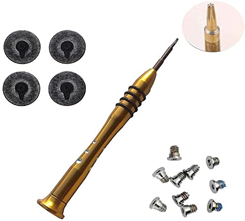 TB Replacement Pro Retina Bottom case Screwdriver and Screws A1398 A1425 A1502 Years 2012-2015 Includes 1 x Screwdriver, 10 x Bottom case Screws, 4 x Feets(Yellow with Feets) — image 1