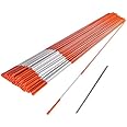 200 Pack 48 Inch Driveway Markers 1/4 Inch Dia - with 12" Install Drill Bit, Snow Stakes, Snow Plow Markers, Snow Poles, Rods