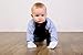 ScratchSleeves | Baby Boys' Stay-On Scratch Mitts | Stripes | Blue and Cream | 12-18m