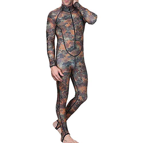 Excursion Sports Men Camouflage Full Body Rash Guard, UPF50+ UV Protection One Piece Wetsuit, Zipper Skin Bathing Suit for Swimming/Scuba Diving/Snorkeling/Surfing